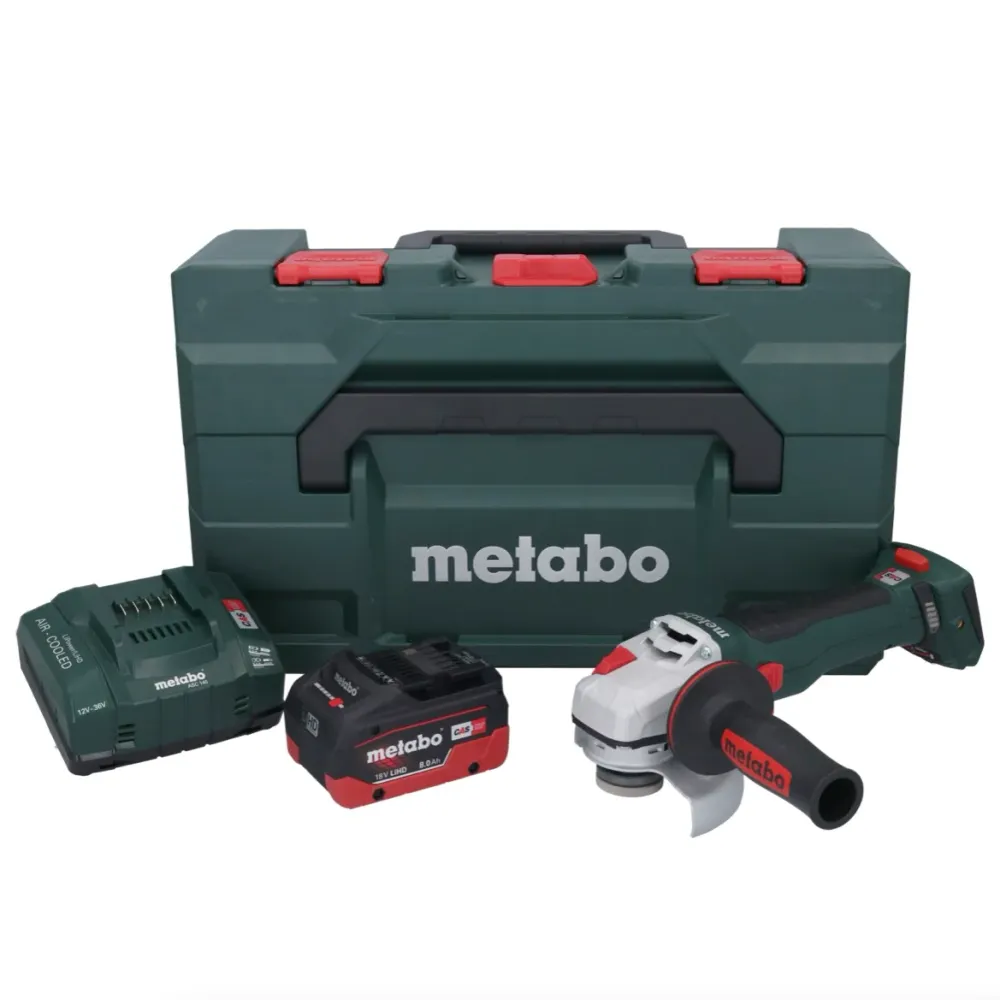 Metabo WB 18 LT BL 11-125 Szybka akumulatorowa szlifierka kątowa 18 V 125 mm bezszczotkowa + 1x akumulator 8,0 Ah + ładowa...