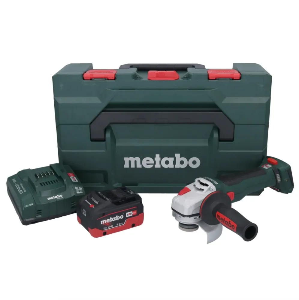 Metabo WB 18 LT BL 11-125 Szybka akumulatorowa szlifierka kątowa 18 V 125 mm bezszczotkowa + 1x akumulator 5,5 Ah + ładowa...