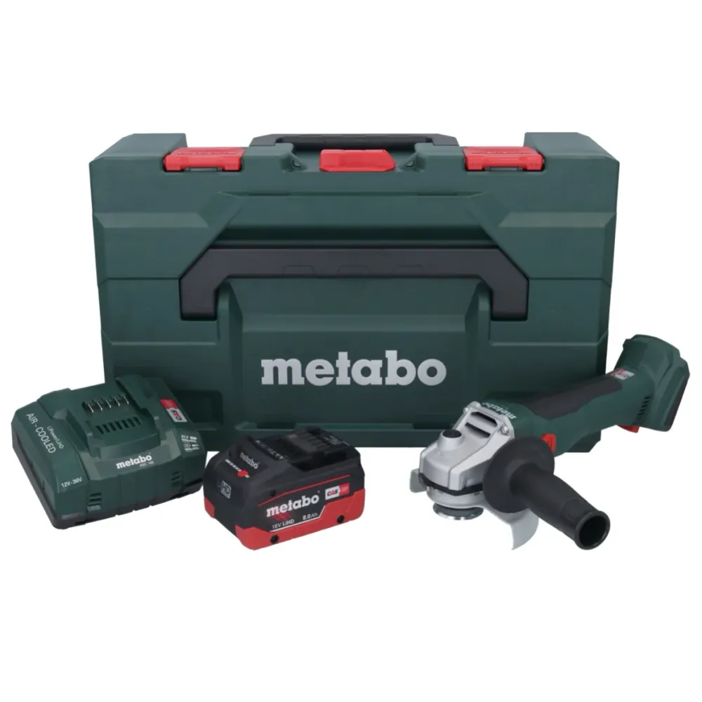 Metabo W 18 L BL 9-125 Akumulatorowa szlifierka kątowa 18 V 125 mm bezszczotkowa + 1x akumulator 8,0 Ah + ładowarka + metaBOX