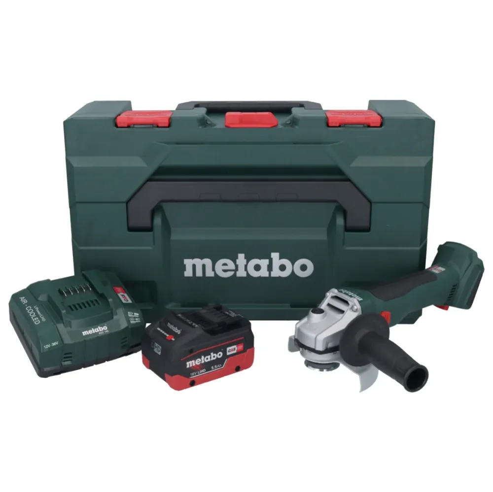 Metabo W 18 L BL 9-125 Akumulatorowa szlifierka kątowa 18 V 125 mm bezszczotkowa + 1x akumulator 5,5 Ah + ładowarka + metaBOX