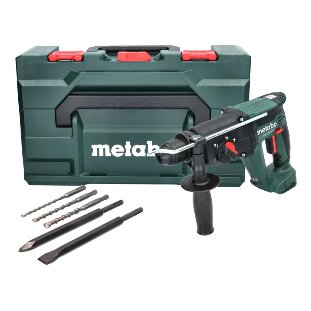 Metabo KH 18 LTX 24 akumulatorowy młot udarowo-obrotowy 18 V 2,1 J SDS plus + 5-częściowy zestaw wierteł i dłut + metaBOX...