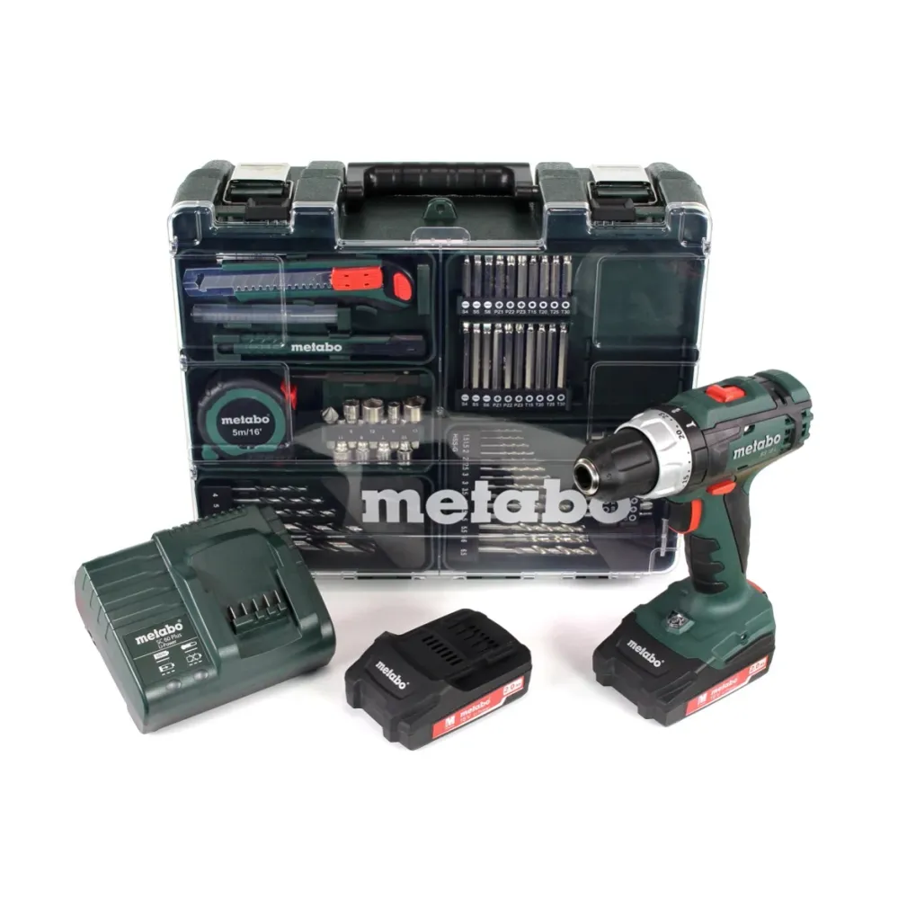 Metabo BS 18 L Set akumulatorowa wiertarko-wkrętarka 18 V 50 Nm ( 602321870 ) + 2x akumulator 2,0 Ah + ładowarka + zestaw...
