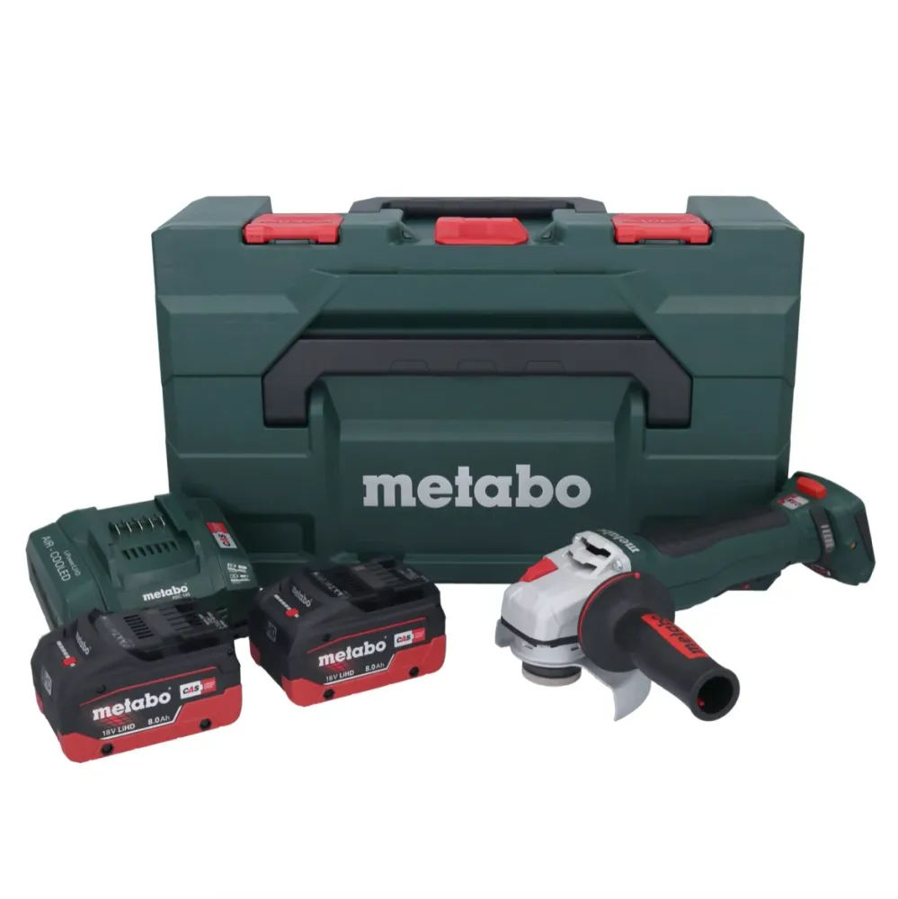 Metabo WPB 18 LT BL 11-125 Szybka akumulatorowa szlifierka kątowa 18 V 125 mm bezszczotkowa + 2x akumulator 8,0 Ah + ładow...