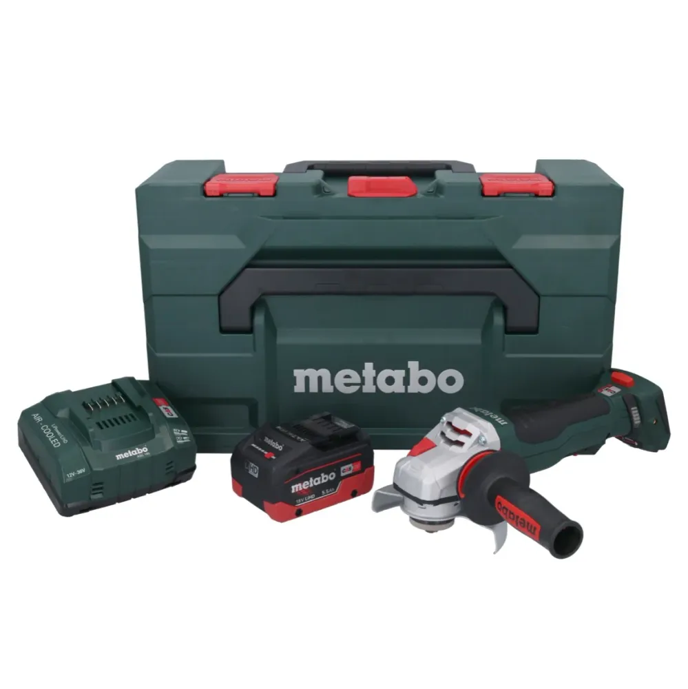 Metabo WPBA 18 LTX BL 15-125 Quick DS akumulatorowa szlifierka kątowa 18 V 125 mm bezszczotkowa + 1x akumulator 5,5 Ah + ł...