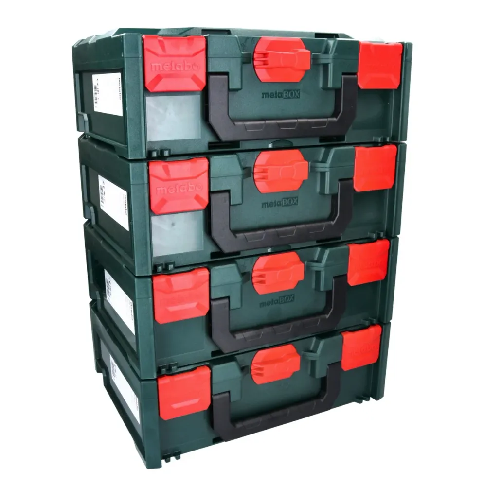 Zestaw Metabo metaBOX 145 4x systemowa walizka narzędziowa sztaplowana 396 x 296 x 145 mm - bez wkładki