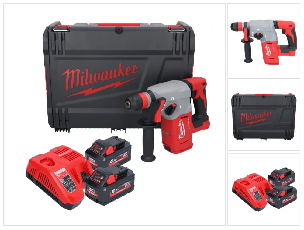 Milwaukee M18 BLHX-552X akumulatorowy młot udarowo-obrotowy 18 V 2,3 J bezszczotkowy + 2x akumulator 5,5 Ah + ładowarka +...