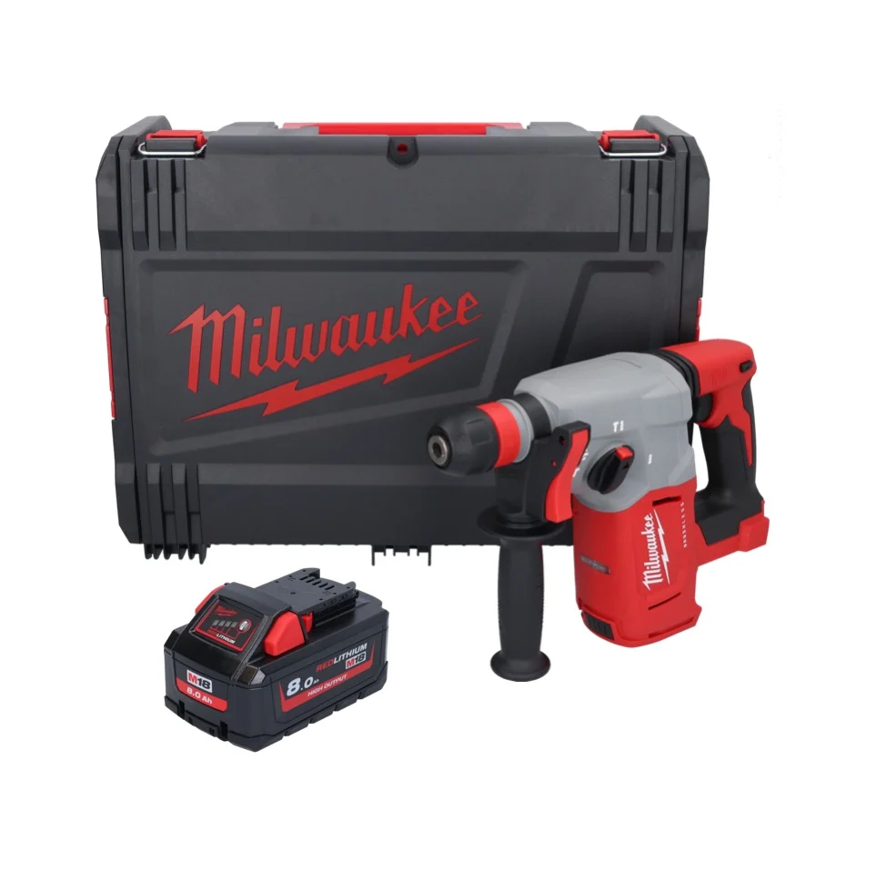 Milwaukee M18 BLHX-801X akumulatorowy młot udarowo-obrotowy 18 V 2,3 J bezszczotkowy + 1x akumulator 8,0 Ah + skrzynka HD...