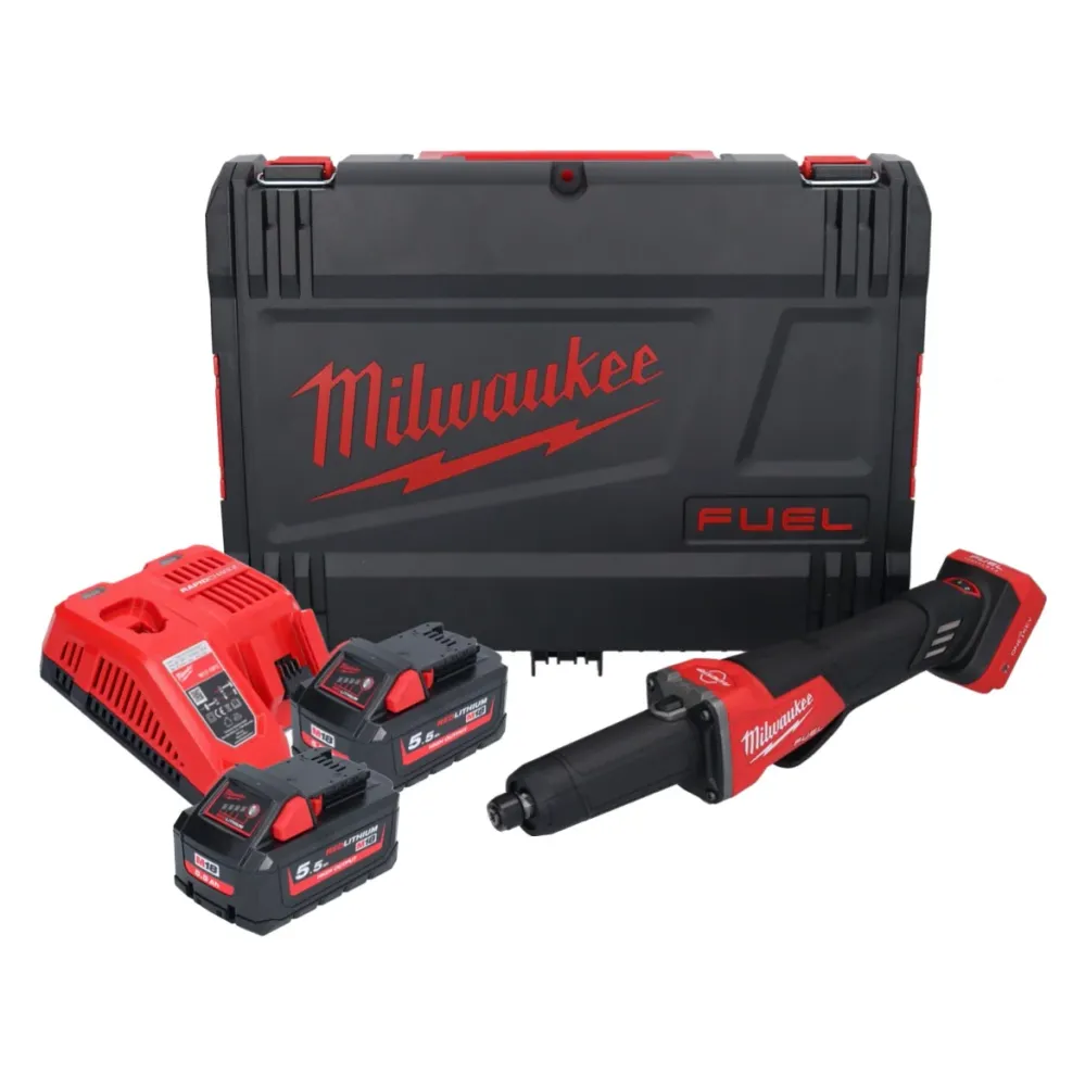 Milwaukee M18 FDGROVPDB-552X Akumulatorowa szlifierka prosta 18 V bezszczotkowa + 2x akumulator 5,5 Ah + ładowarka + pudeł...