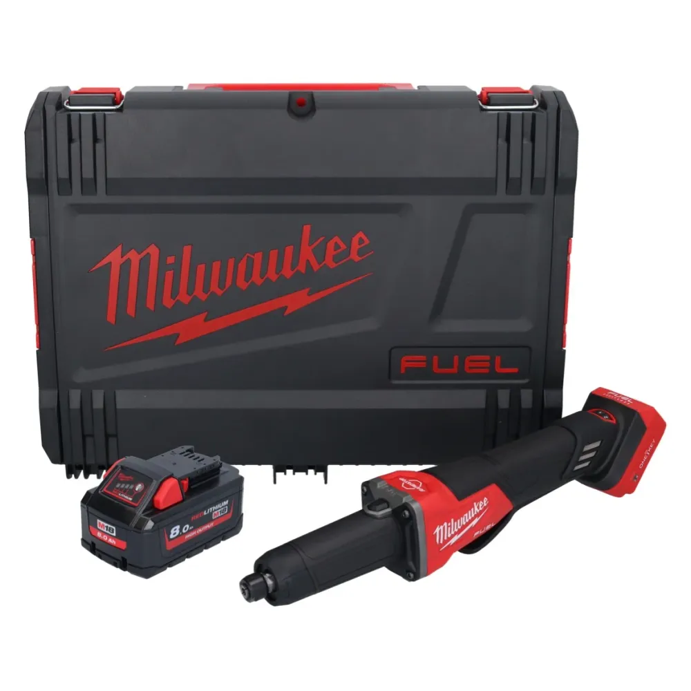 Milwaukee M18 FDGROVPDB-801X Akumulatorowa szlifierka prosta 18 V bezszczotkowa + 1x akumulator 8,0 Ah + skrzynka HD - bez...