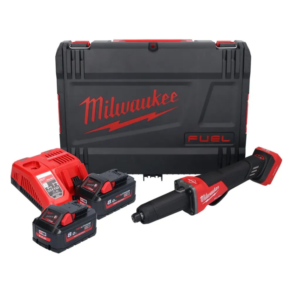 Milwaukee M18 FDGROVPDB-802X Akumulatorowa szlifierka prosta 18 V bezszczotkowa + 2x akumulator 8,0 Ah + ładowarka + pudeł...
