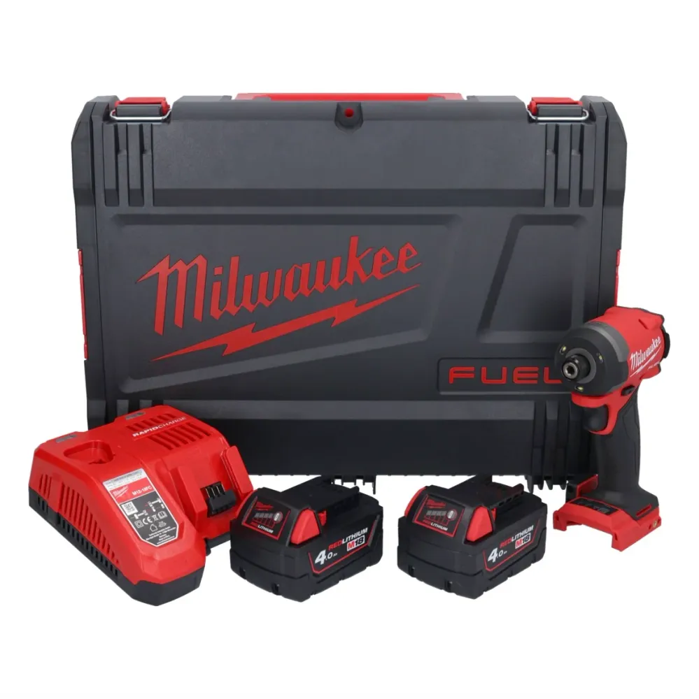 Milwaukee M18 FID3-402X Akumulatorowy klucz udarowy 18 V 1/4" 226 Nm bezszczotkowy + 2x akumulator 4,0 Ah + ładowarka + sk...
