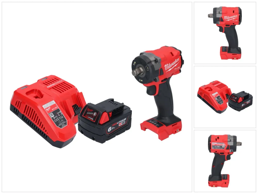 Milwaukee M18 FIW2F12-601 Akumulatorowa wkrętarka udarowa 18 V 339 Nm 1/2" bezszczotkowa + 1x akumulator 6,0 Ah + ładowarka