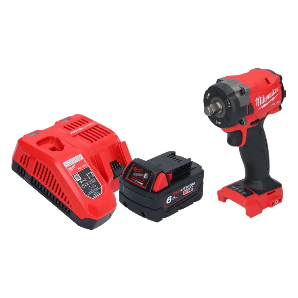 Milwaukee M18 FIW2F12-601 Akumulatorowa wkrętarka udarowa 18 V 339 Nm 1/2" bezszczotkowa + 1x akumulator 6,0 Ah + ładowarka