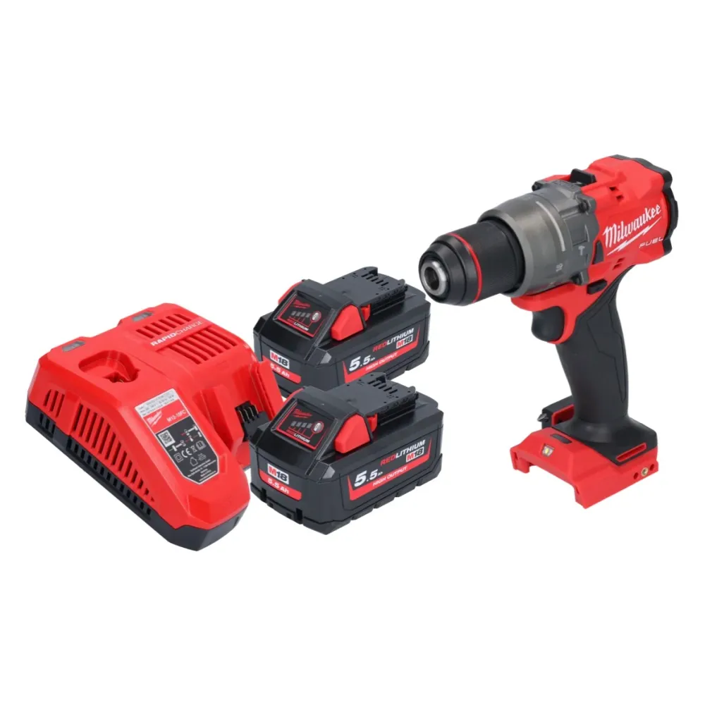 Milwaukee M18 FPD3-552 akumulatorowa wiertarko-wkrętarka udarowa 18 V 158 Nm bezszczotkowa + 2x akumulator 5,5 Ah + ładowarka