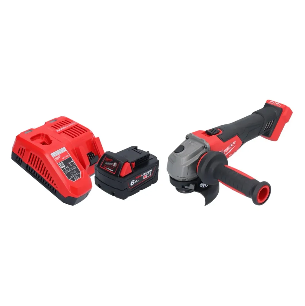 Milwaukee M18 FSAG115X-601 Akumulatorowa szlifierka kątowa 18 V 115 mm bezszczotkowa + 1x akumulator 6,0 Ah + ładowarka