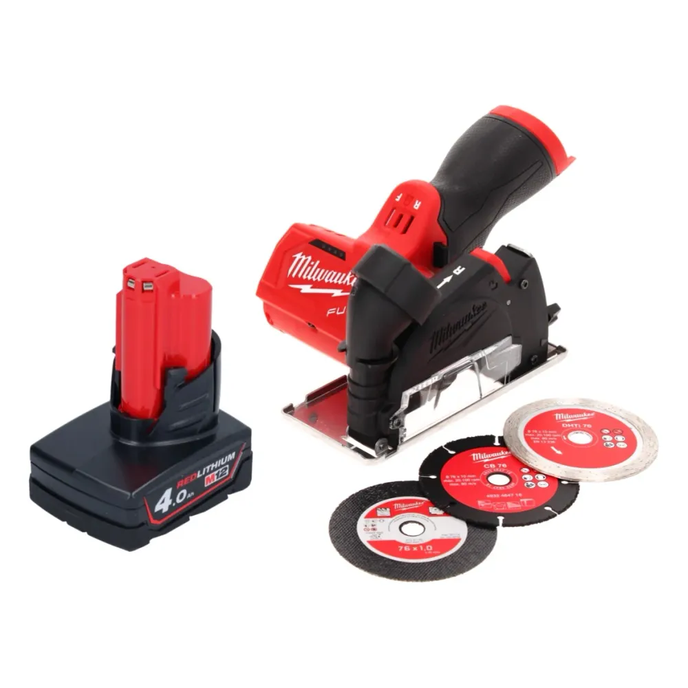 Milwaukee M12 FCOT-401 przecinarka do wielu materiałów 12 V 76 mm bezszczotkowa + 1x akumulator 4,0 Ah - bez ładowarki