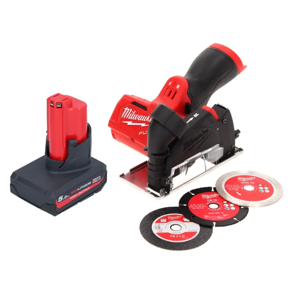 Milwaukee M12 FCOT-501 przecinarka do wielu materiałów 12 V 76 mm bezszczotkowa + 1x akumulator 5,0 Ah - bez ładowarki