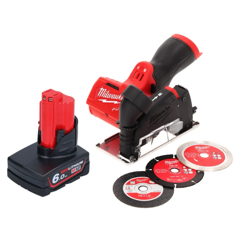 Milwaukee M12 FCOT-601 przecinarka do wielu materiałów 12 V 76 mm bezszczotkowa + 1x akumulator 6,0 Ah - bez ładowarki