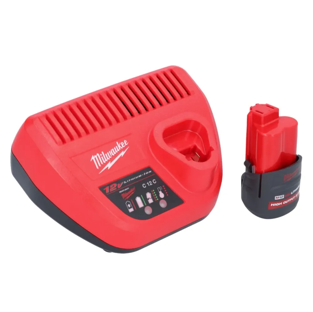 Milwaukee M12 FIW38-251 akumulatorowy klucz udarowy 12 V 339 Nm 3/8" bezszczotkowy + 1x akumulator 2,5 Ah + ładowarka