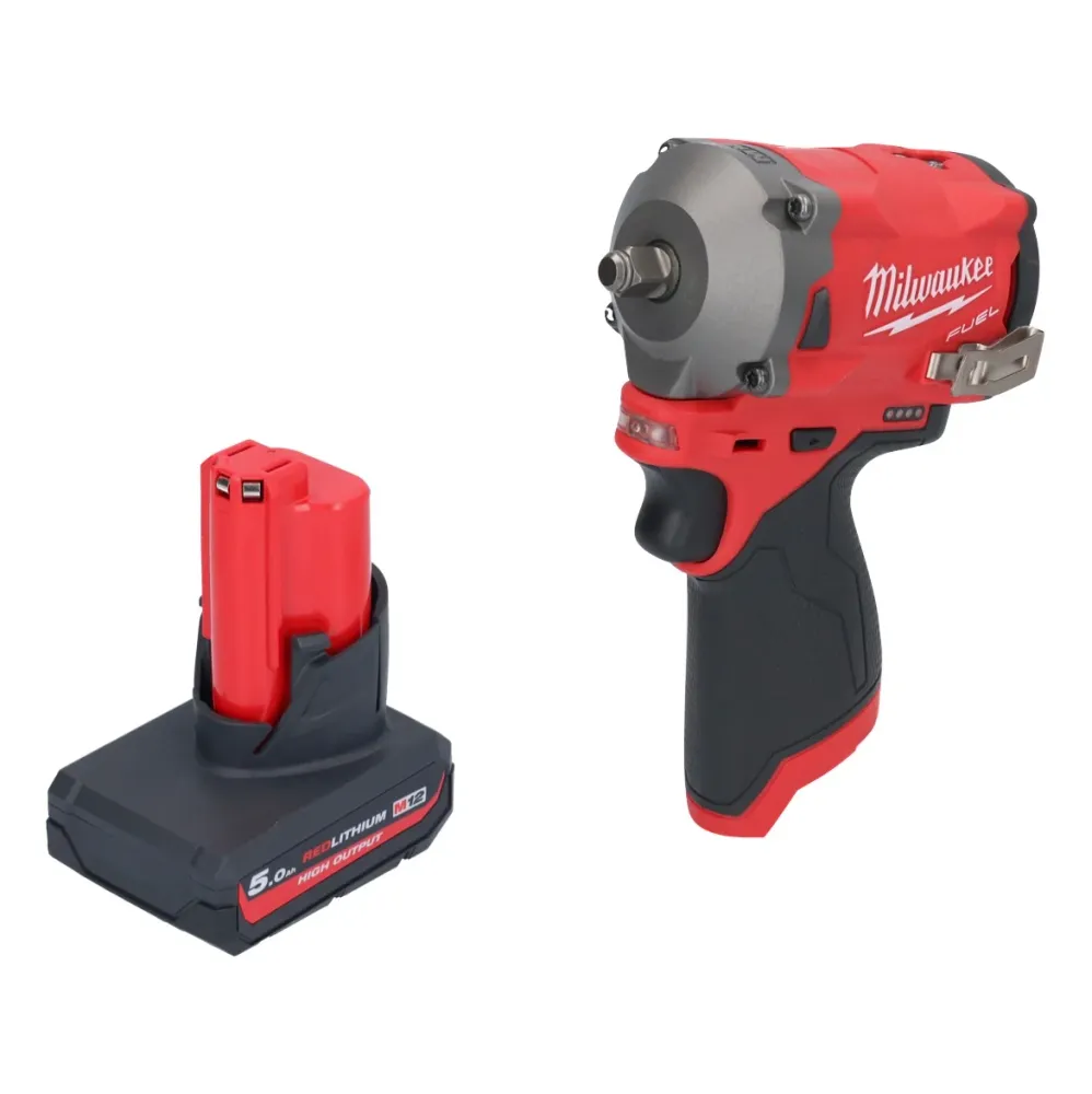 Milwaukee M12 FIW38-501 akumulatorowy klucz udarowy 12 V 339 Nm 3/8" bezszczotkowy + 1x akumulator 5,0 Ah - bez ładowarki