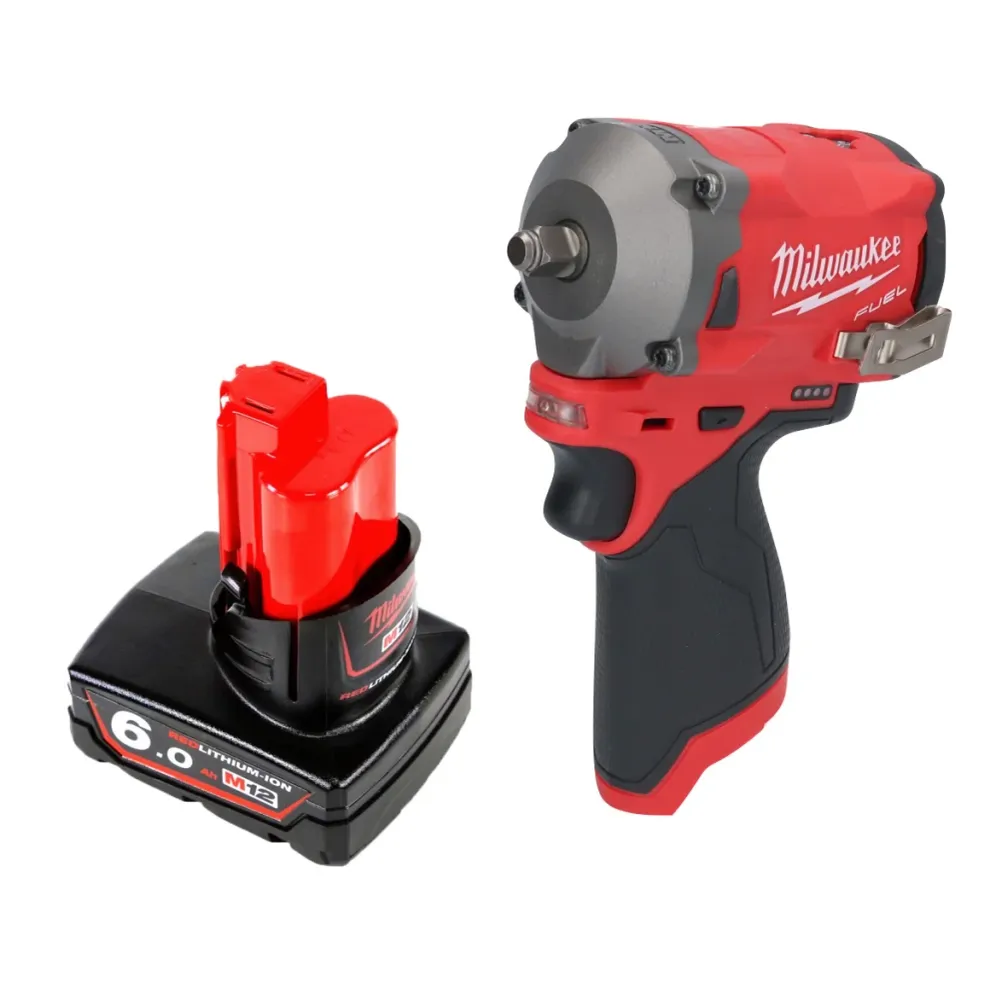 Milwaukee M12 FIW38-601 akumulatorowy klucz udarowy 12 V 339 Nm 3/8" bezszczotkowy + 1x akumulator 6,0 Ah - bez ładowarki