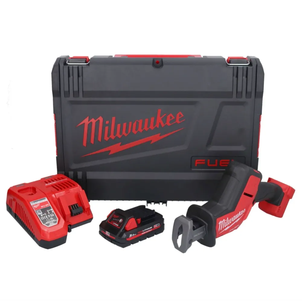 Milwaukee M18 FHZ-301X akumulatorowa pilarka szablasta 18 V 22 mm bezszczotkowa + 1x akumulator 3,0 Ah + ładowarka + pudeł...