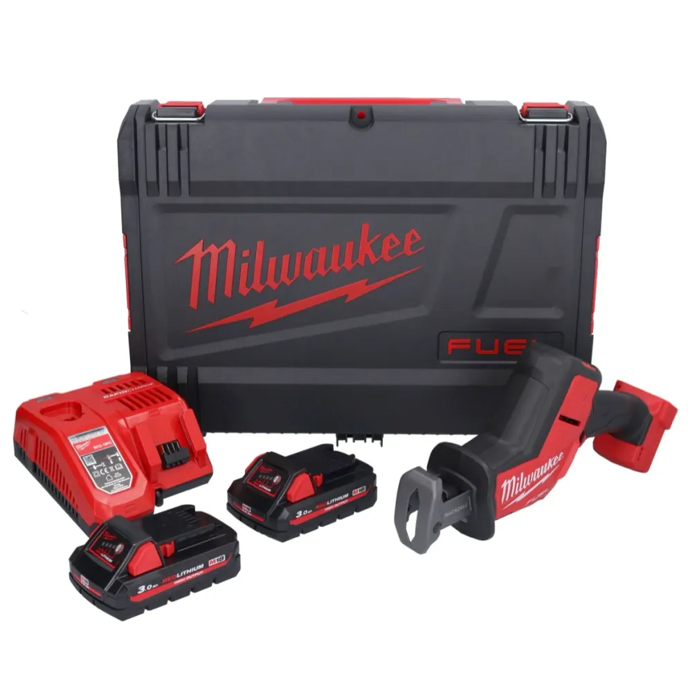 Milwaukee M18 FHZ-302X akumulatorowa pilarka szablasta 18 V 22 mm bezszczotkowa + 2x akumulator 3,0 Ah + ładowarka + pudeł...