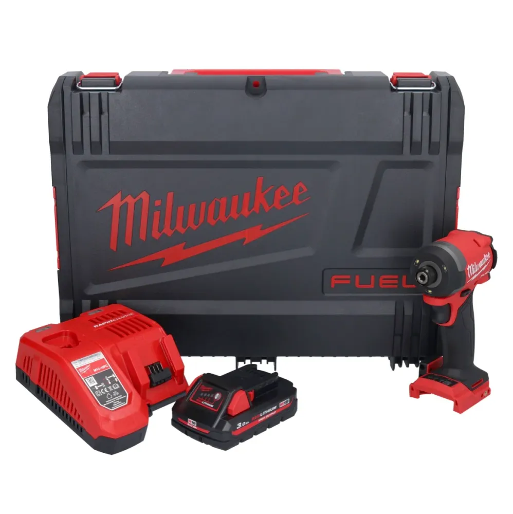 Milwaukee M18 FID3-301X akumulatorowy klucz udarowy 18 V 1/4" 226 Nm bezszczotkowy + 1x akumulator 3,0 Ah + ładowarka + sk...