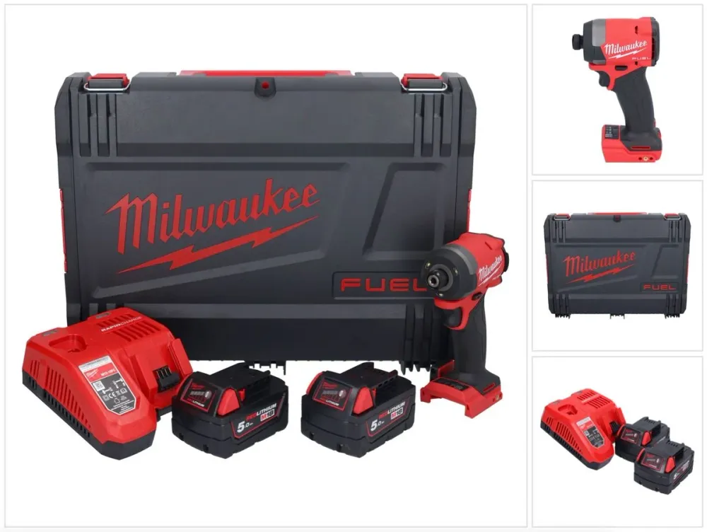Milwaukee M18 FID3-502X Akumulatorowy klucz udarowy 18 V 1/4" 226 Nm bezszczotkowy ( 4933479865 ) + 2x akumulator 5,0 Ah +...