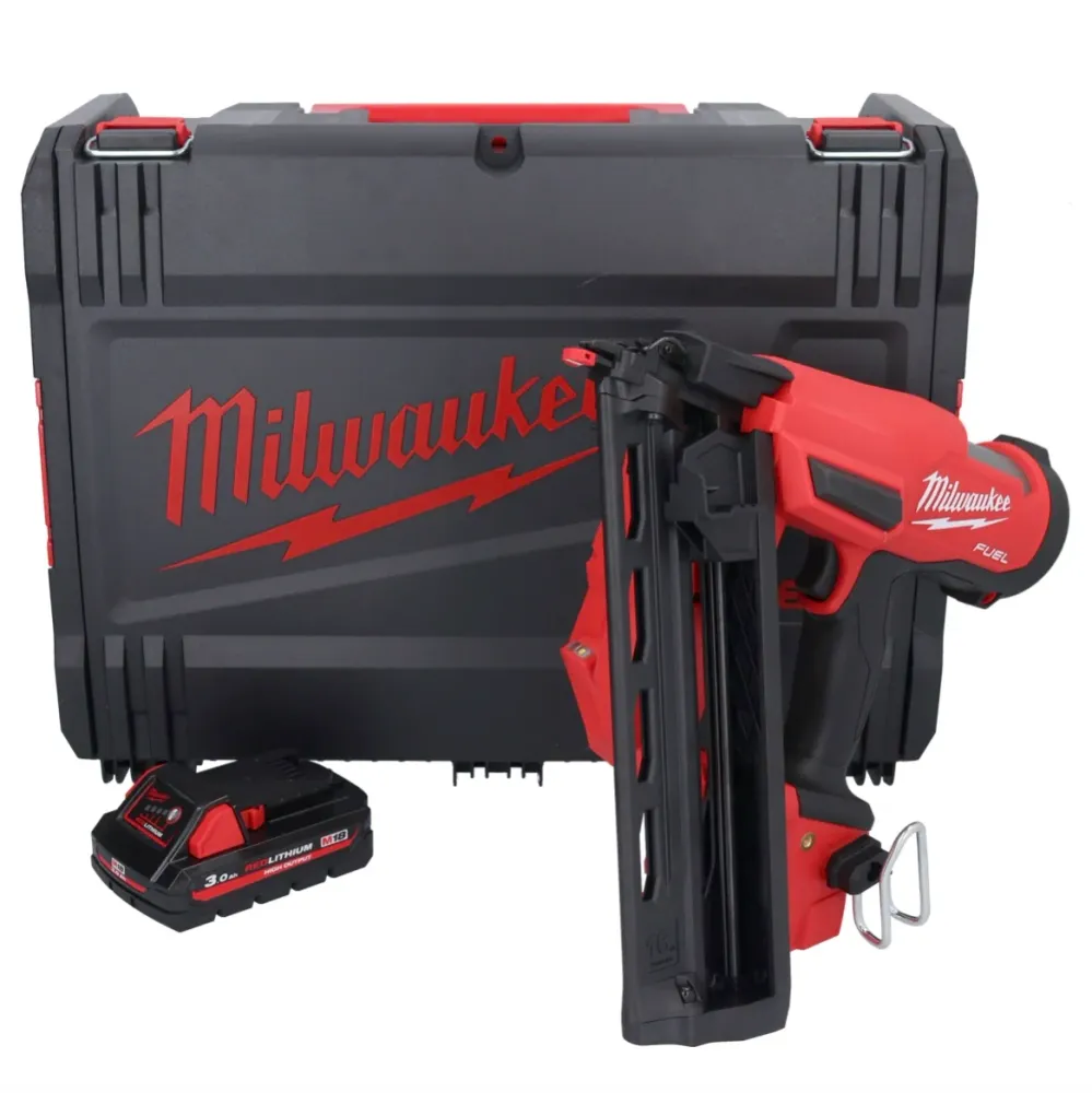 Milwaukee M18 FN16GA-301X Gwoździarka akumulatorowa 18 V 32 - 64 mm bezszczotkowa + 1x akumulator 3,0 Ah + skrzynka HD - b...