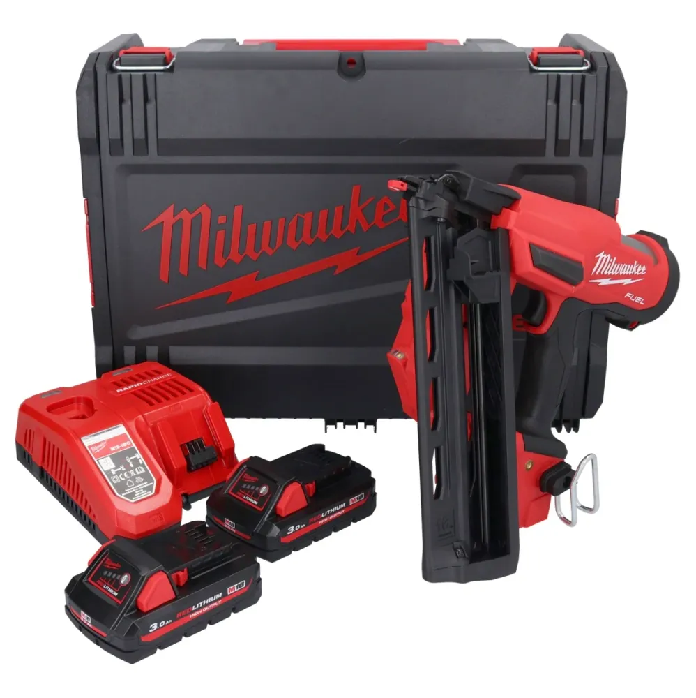 Milwaukee M18 FN16GA-302X Gwoździarka akumulatorowa 18 V 32 - 64 mm bezszczotkowa + 2x akumulator 3,0 Ah + ładowarka + pud...