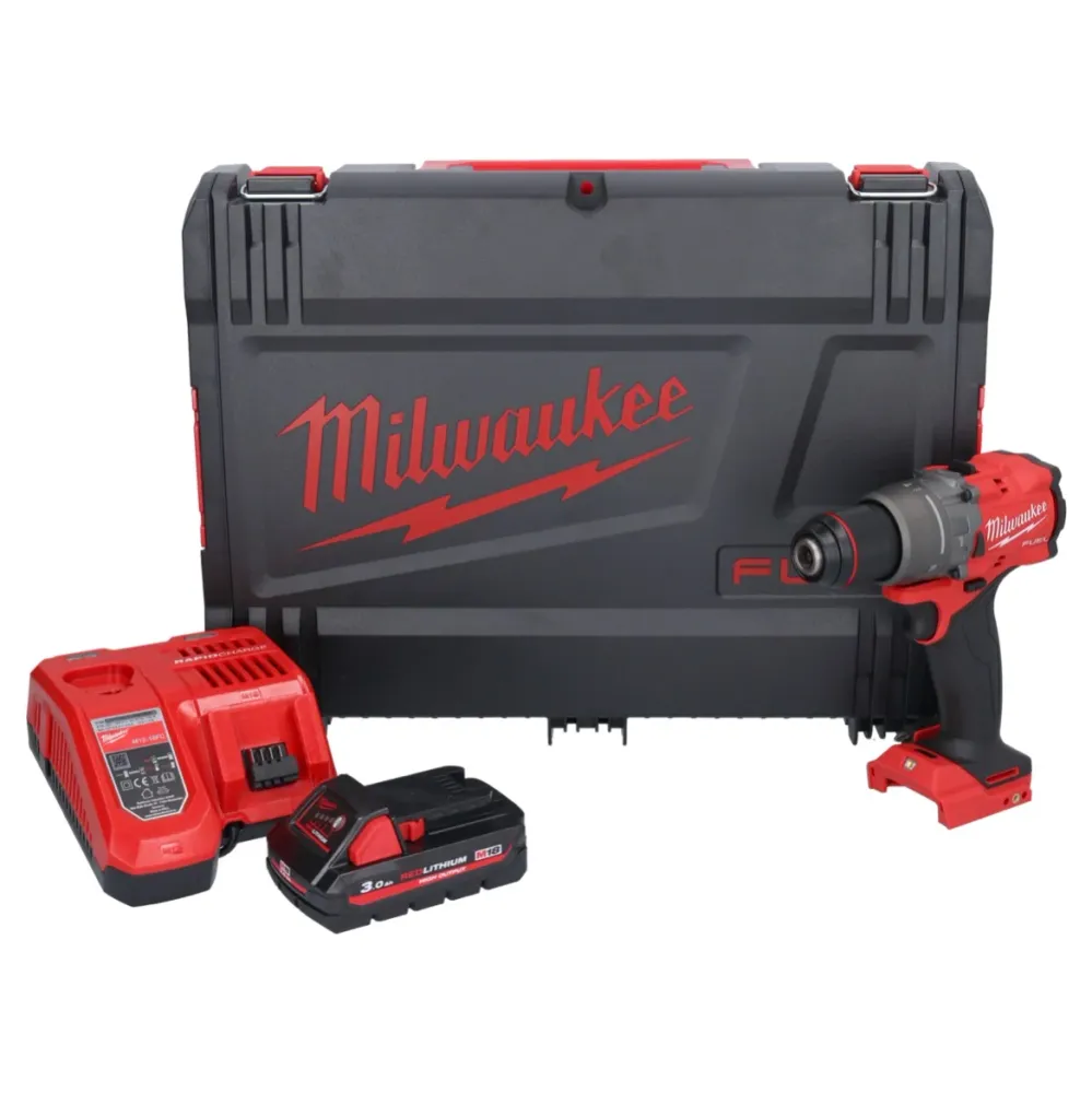 Milwaukee M18 FPD3-301X akumulatorowa wiertarko-wkrętarka udarowa 18 V 158 Nm bezszczotkowa + 1x akumulator 3,0 Ah + ładow...