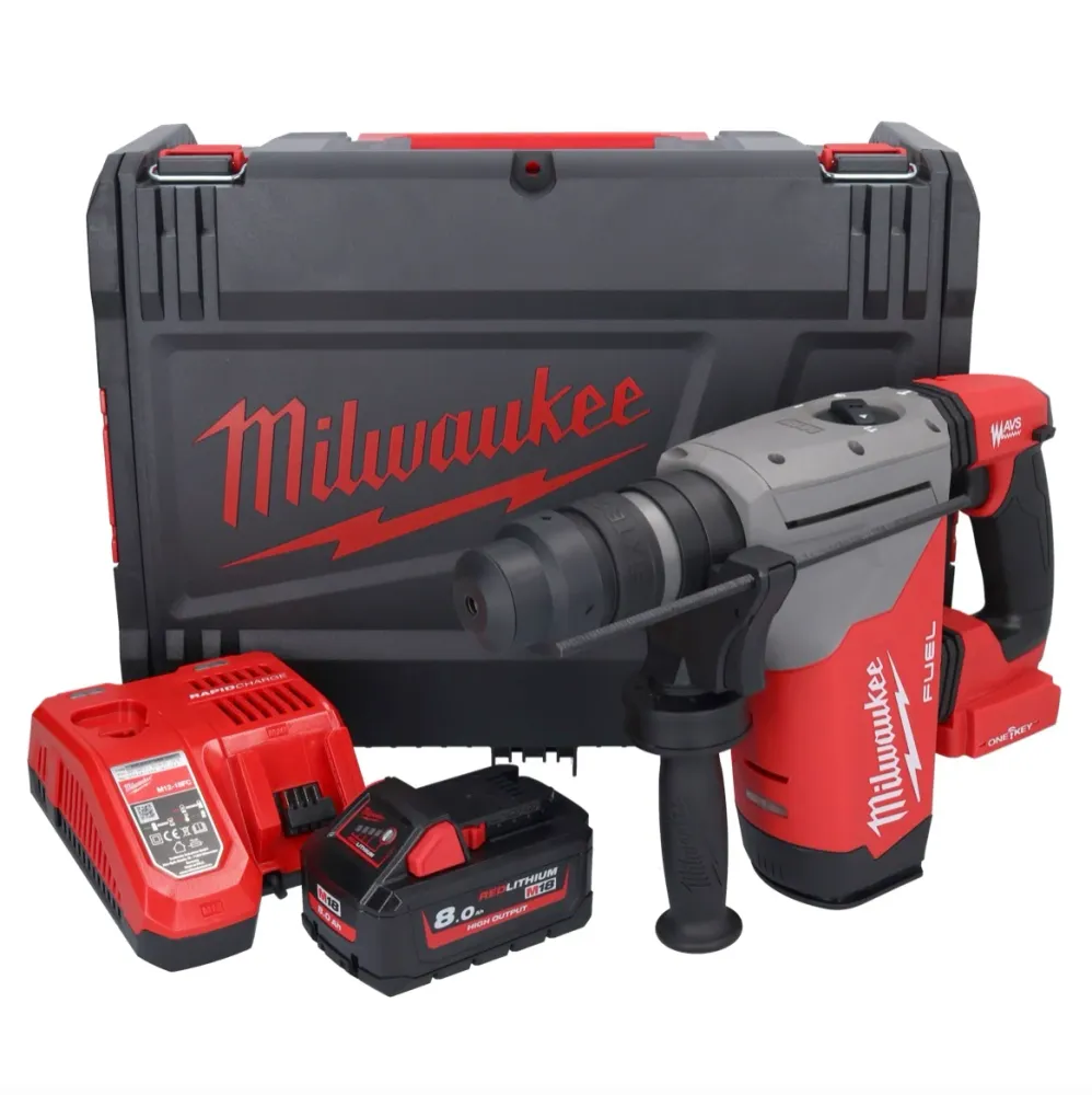 Milwaukee M18 ONEFHPX-801X Akumulatorowy młot udarowo-obrotowy 18 V 5,0 J bezszczotkowy + 1x akumulator 8,0 Ah + ładowarka...
