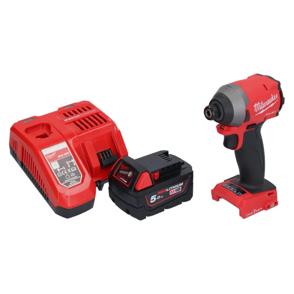Milwaukee M18 ONEID2-501 akumulatorowy klucz udarowy 18 V 226 Nm 1/4" bezszczotkowy + 1x akumulator 5,0 Ah + ładowarka