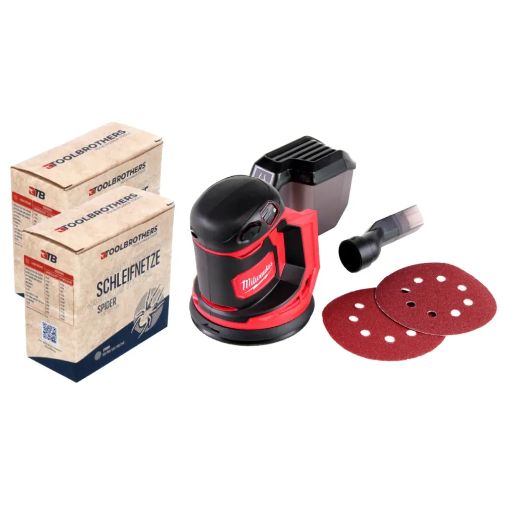 2x Toolbrothers SPIDER zestaw siatka szlifierska 125mm + Milwaukee M18 BOS125-0 akumulatorowa szlifierka oscylacyjna 18V 1...