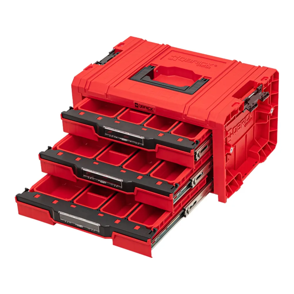 Qbrick System PRO Drawer 3 Toolbox 2.0 Expert RED ULTRA HD Toolbox 450 x 310 x 244 mm 13,5 l z możliwością sztaplowania IP...