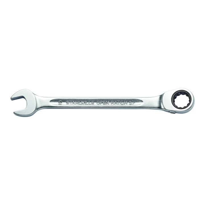 STAHLWILLE OPEN-RATCH 17 klucz płasko-oczkowy z grzechotką 17 mm szerokość w poprzek płaskowników długość 229 mm ( 4000826...