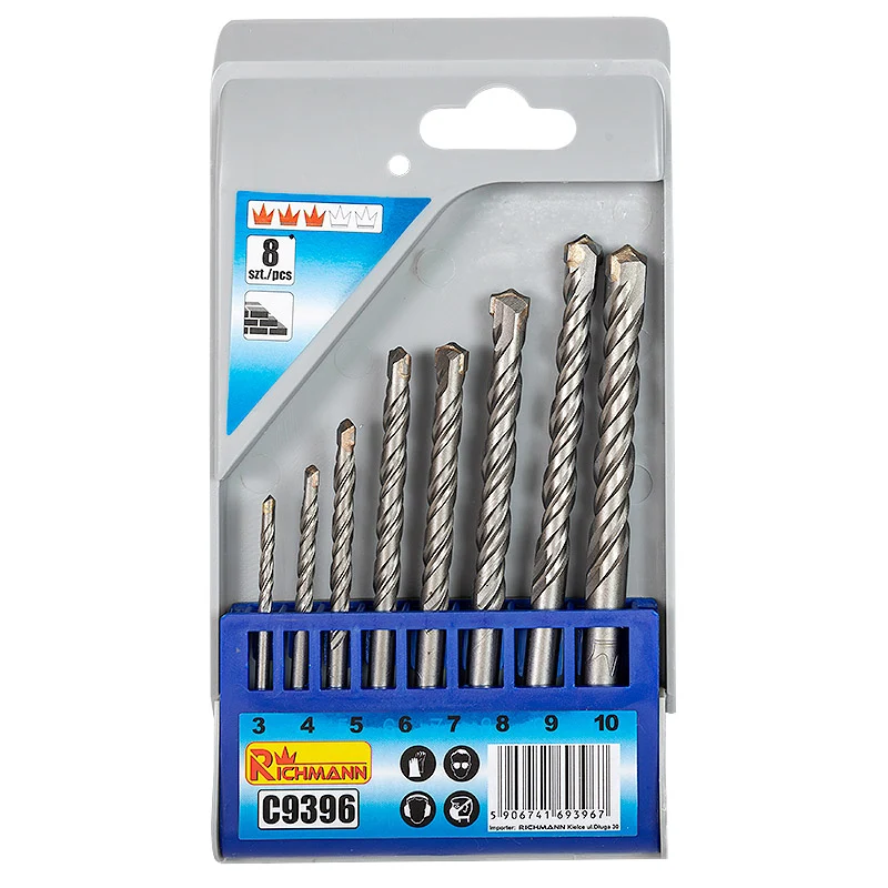 Wiertł do betonu 3-10 mm 8 elem. plastikowe pudełko | C9396
