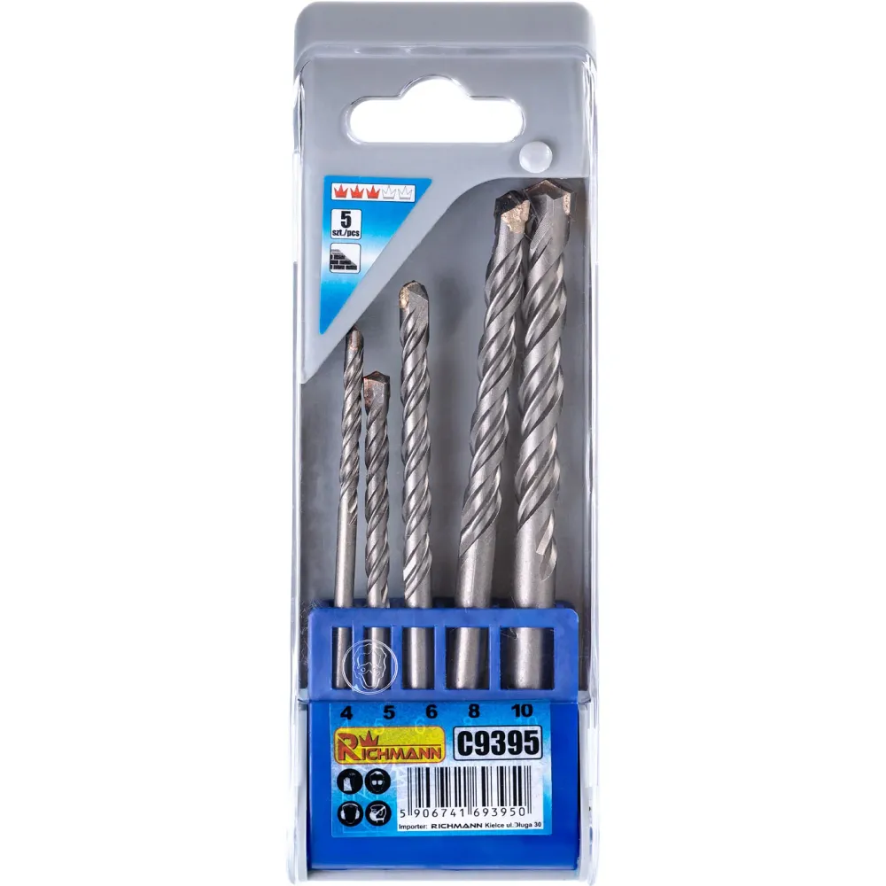 Wiertł do betonu 4-10mm 5 elem. plastikowe pudełko | C9395