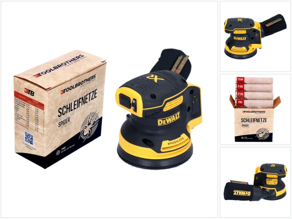 Zestaw ścierny sieciowy Toolbrothers SPIDER + akumulatorowa szlifierka oscylacyjna bezszczotkowa DCW 210 N 18 V 125 mm - b...