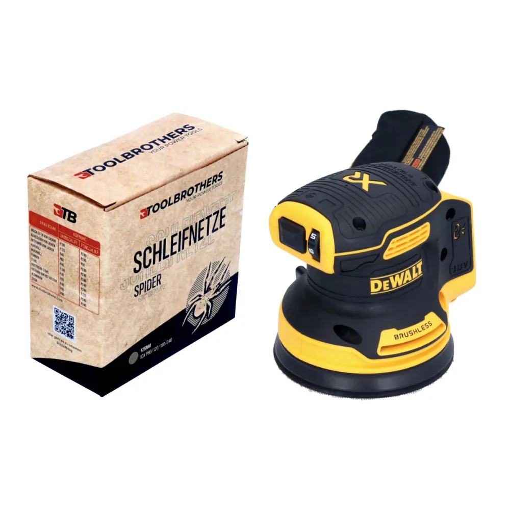Zestaw ścierny sieciowy Toolbrothers SPIDER + akumulatorowa szlifierka oscylacyjna bezszczotkowa DCW 210 N 18 V 125 mm - b...