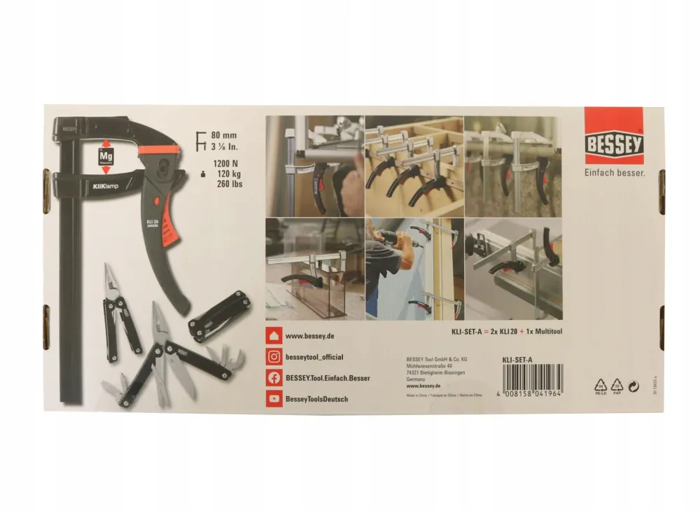 Zestaw ścisków ślusarskich 2xKLI20 Black + 1x Multitool | KLI-SET-
