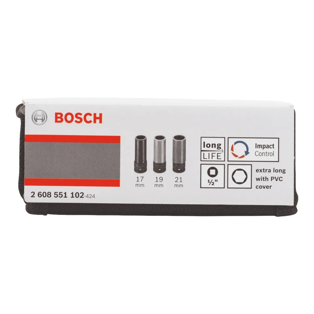 Zestaw kluczy nasadowych udarowych Bosch Professional 1/2" 3 szt. 17 / 19 / 21 mm ( 2608551102 )