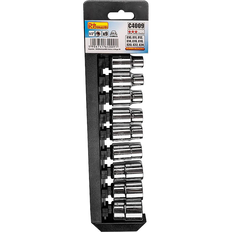 Zestaw nasadek torx 9 el. 1/2" e10-e24 | C4009