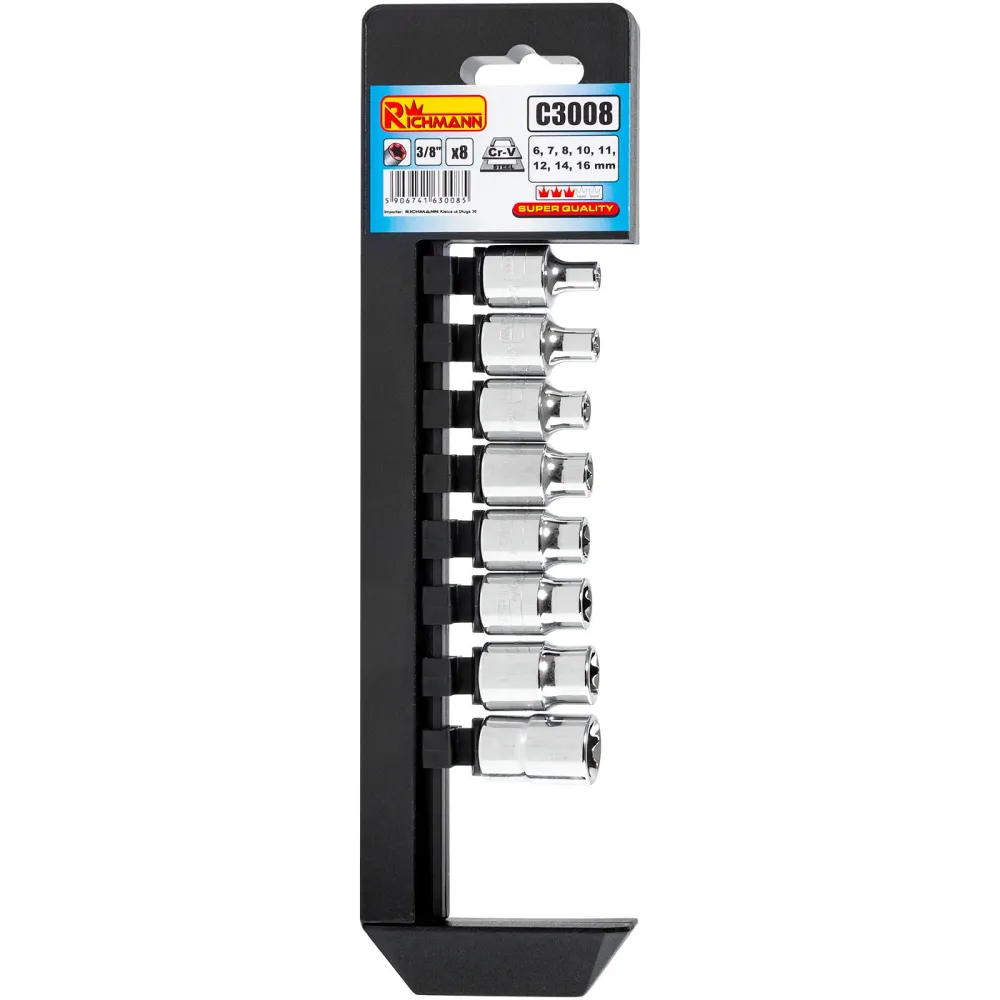 Zestaw nasadek torx 8 el. 3/8" e6-e16 | C3008