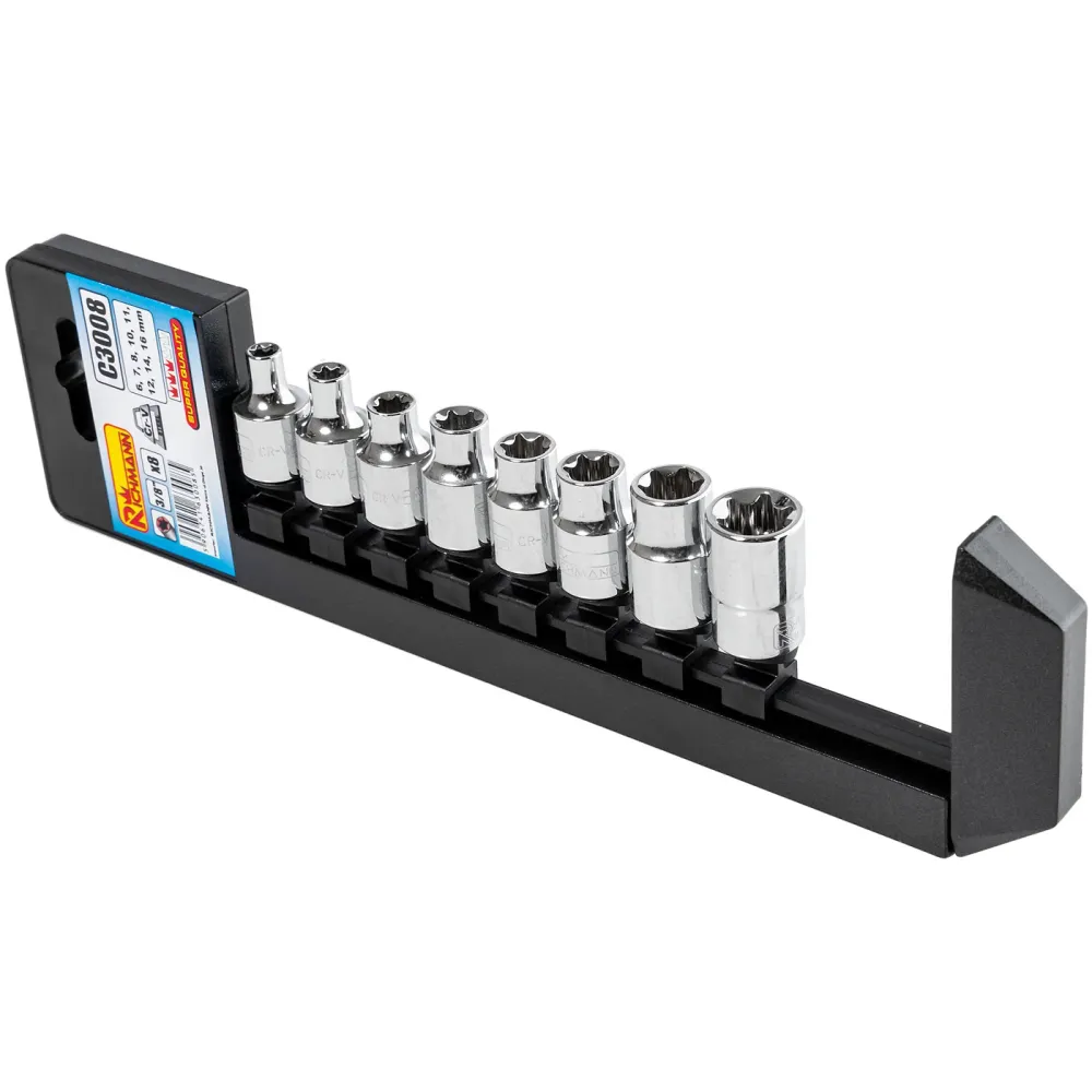 Zestaw nasadek torx 8 el. 3/8" e6-e16 | C3008
