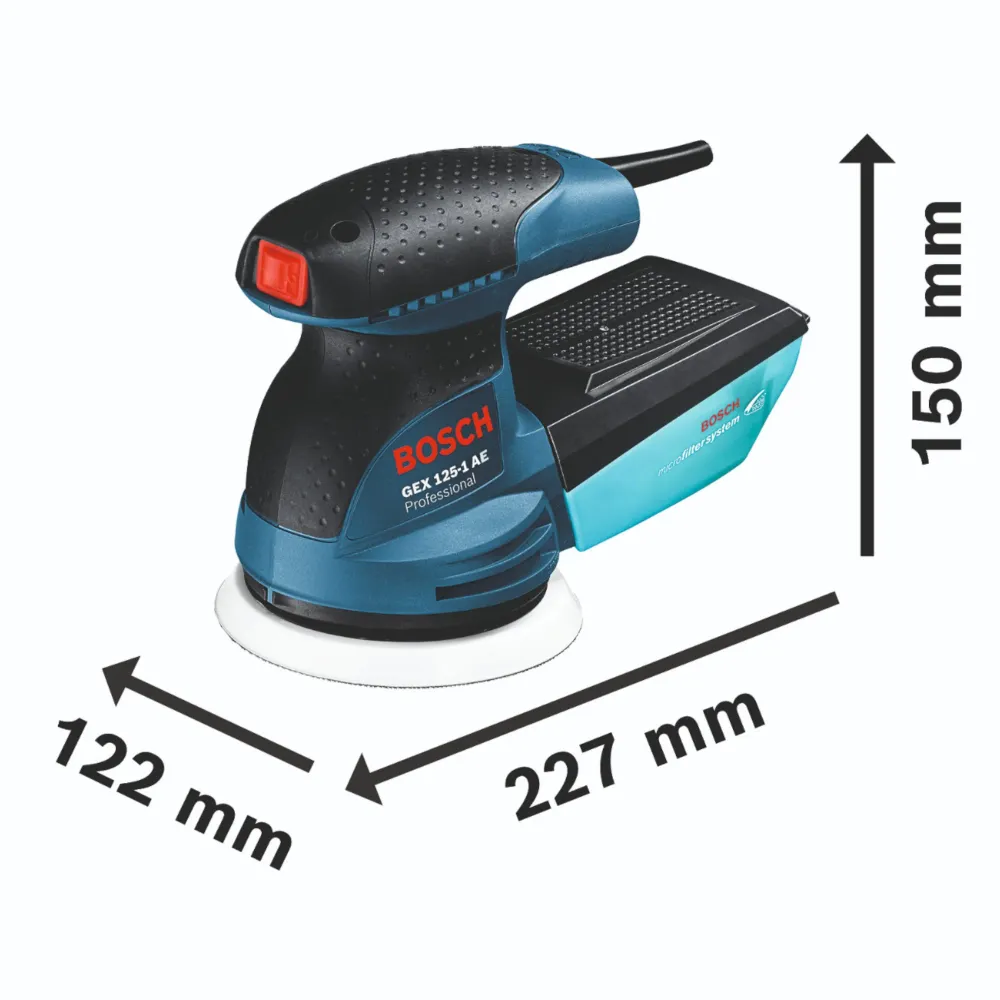 Bosch GEX 125-1 AE Profesjonalna szlifierka oscylacyjna 250 W 125 mm ( 0601387504 ) + walizka