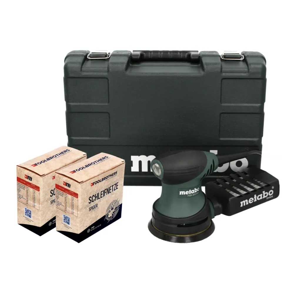 Szlifierka oscylacyjna mimośrodowa Metabo FSX 200 Intec 240 W 125 mm + 2x zestaw siatek szlifierskich Toolbrothers SPIDER...