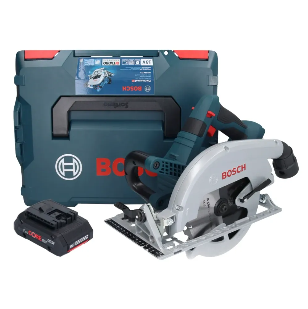 Akumulatorowa pilarka tarczowa Bosch GKS 18V-70 L 18 V bezszczotkowa 190 mm BITURBO + 1x akumulator ProCORE 4,0 Ah + L-Box...