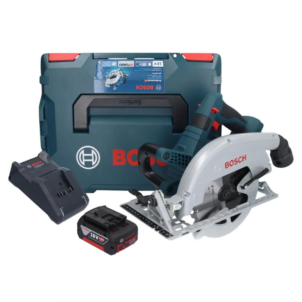 Bosch GKS 18V-70 L akumulatorowa pilarka tarczowa 18 V bezszczotkowa 190 mm BITURBO + 1x akumulator 5,0 Ah + ładowarka + L...